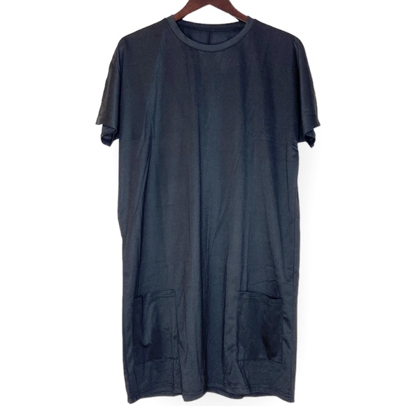🆕 Black Front Pocket Short Sleeve T-Shirt Dress - Picture 4 of 11